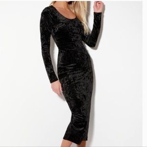 Aritzia Black Velvet Midi Dress